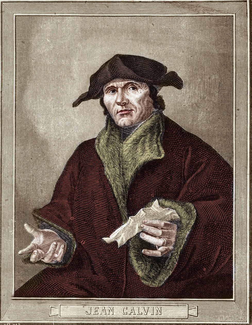 Ritratto di Jean Calvin (1509-1564), riformatore religioso e scrittore francese da French School