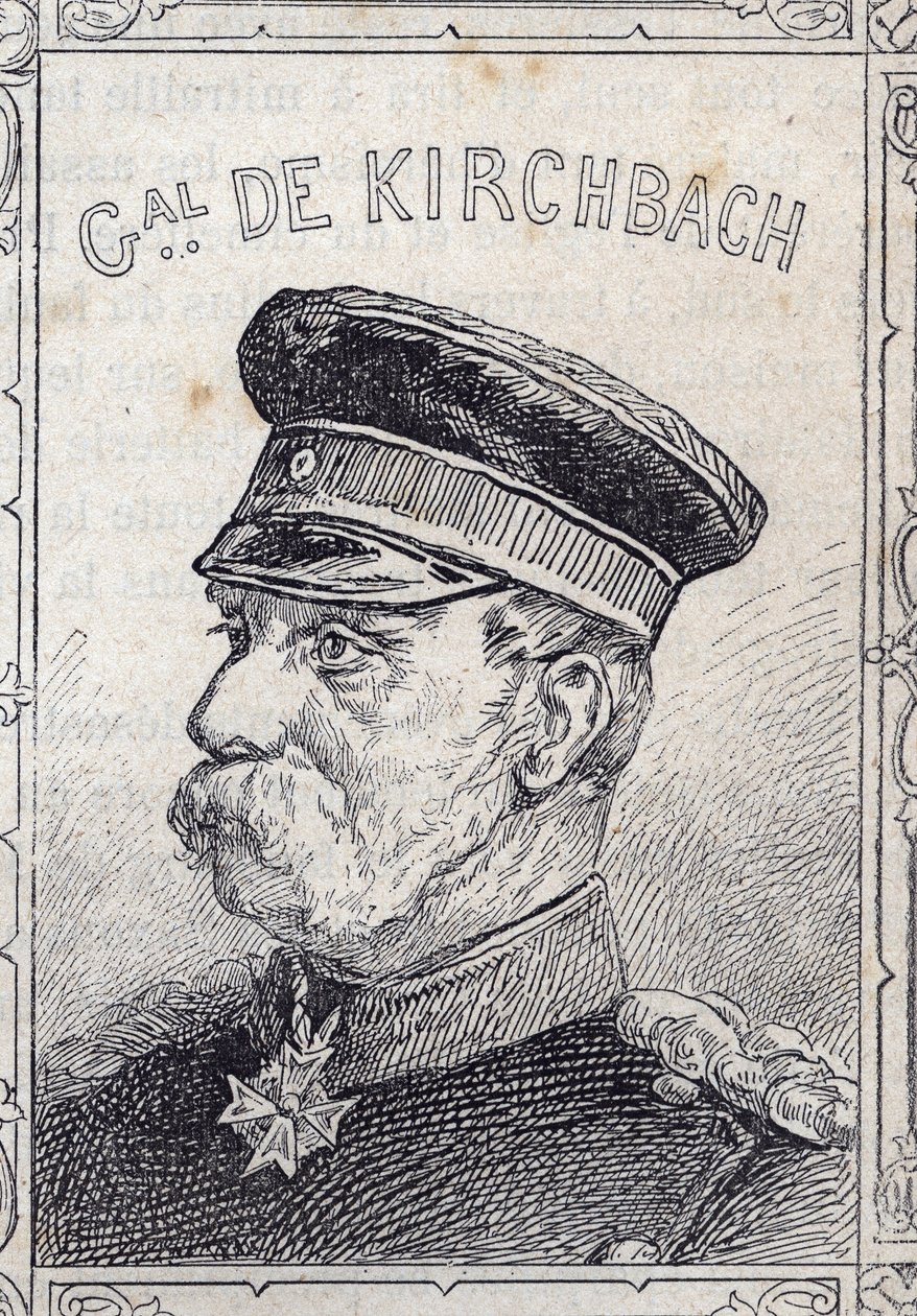 ritratto del generale prussiano Hugo von Kirchbach - 1870-71 (incisione) da French School
