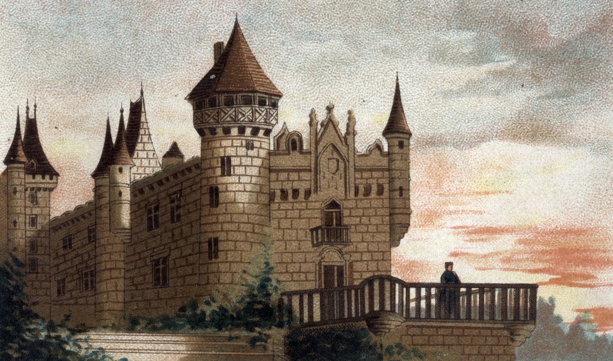vista del castello di Busset (Allier) da French School