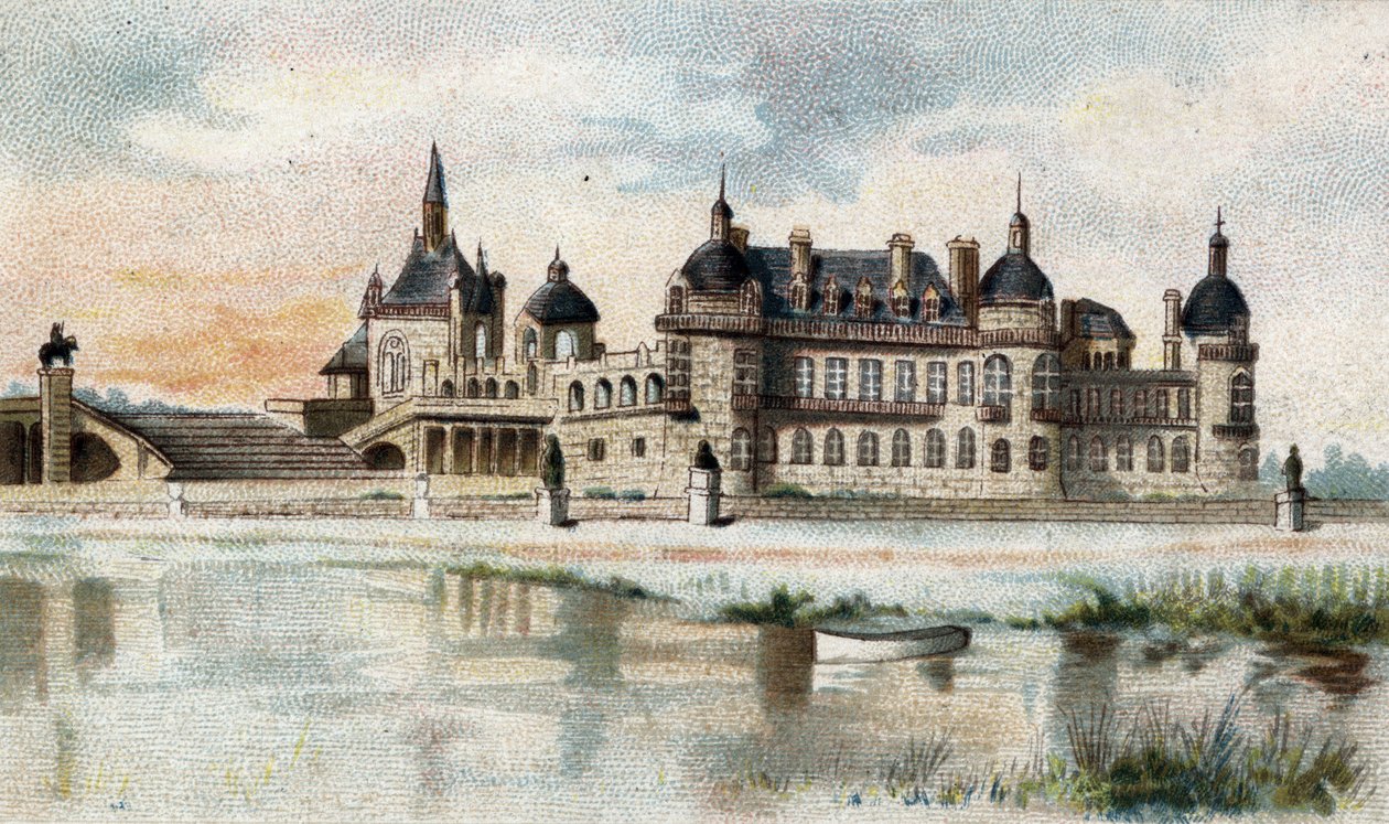 Vista del castello di Chantilly (Oise) da French School