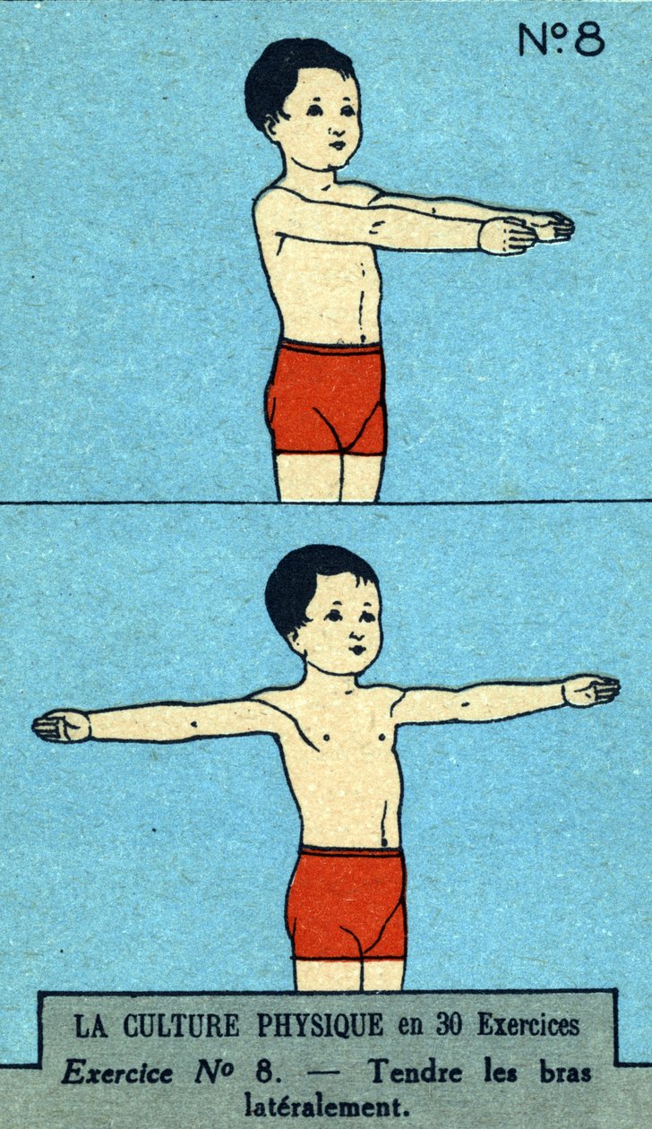Esercizi fisici, fitness, buona salute (cromolitografia) inizio XX secolo da French School