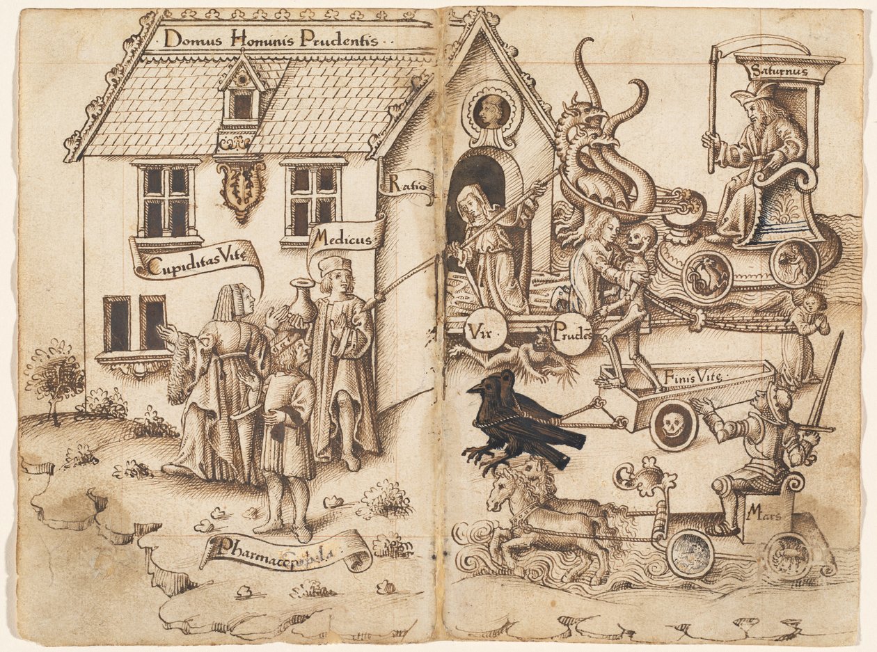 "Non voltarti indietro quando arrivi alla fine" [fol. 26 verso / 27 recto] da French early 16th Century