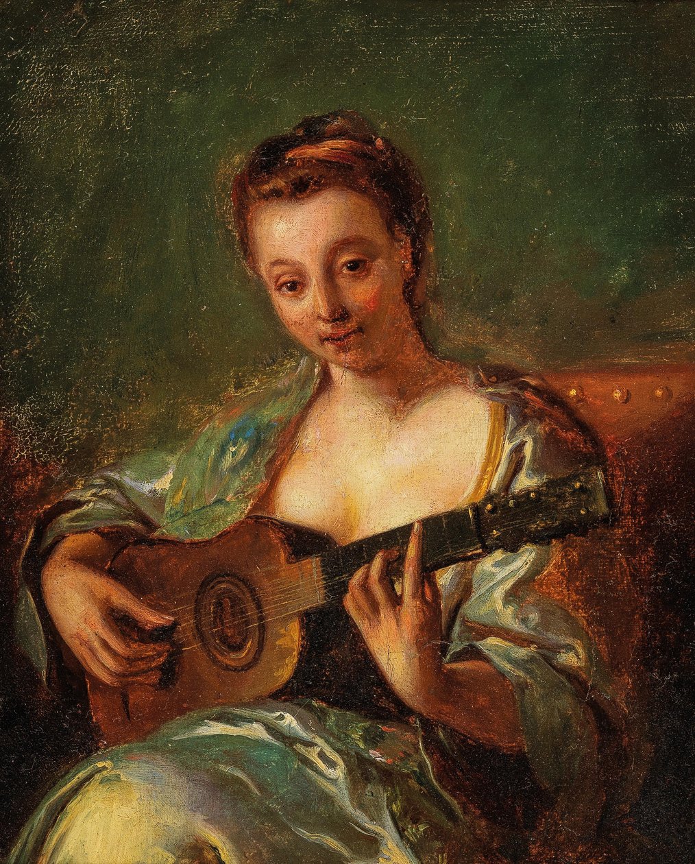 Signora che suona la chitarra F 18Y da French School