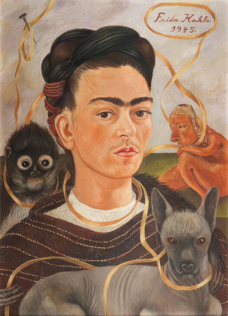 Autorretrato con changuito da Frida Kahlo