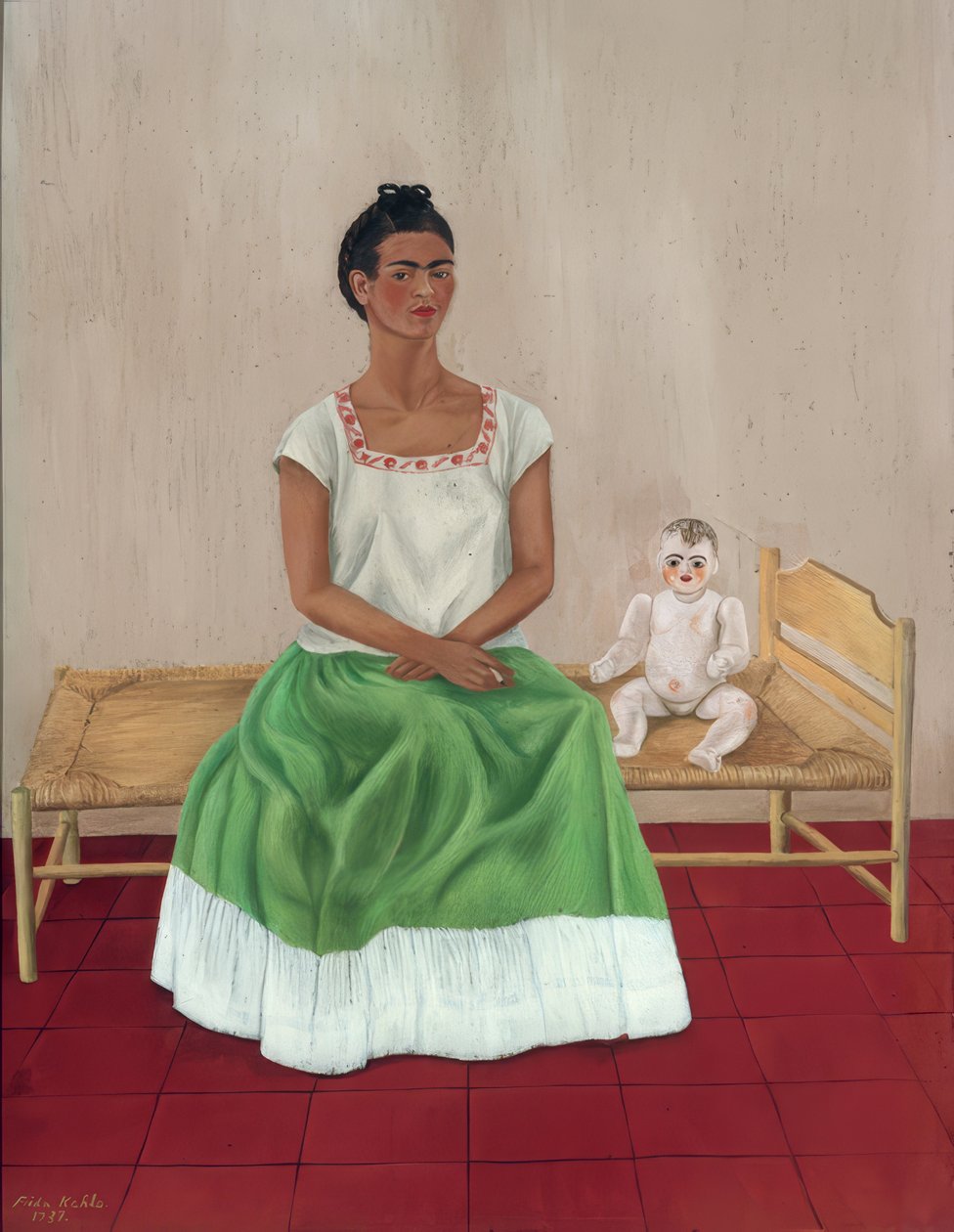 Autoritratto con letto da Frida Kahlo