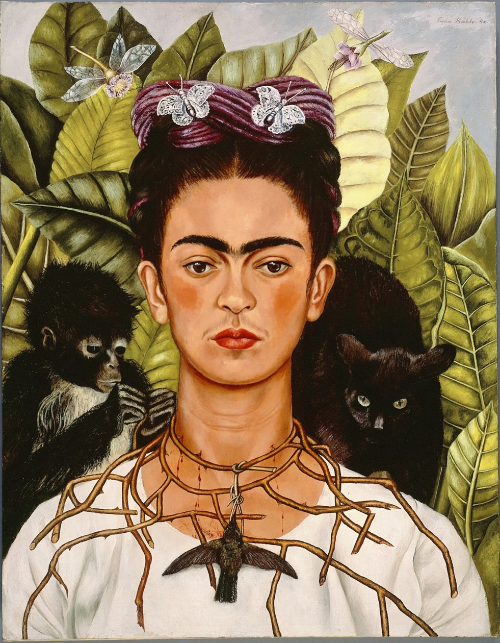 Autoritratto con collana di spine e colibrì da Frida Kahlo