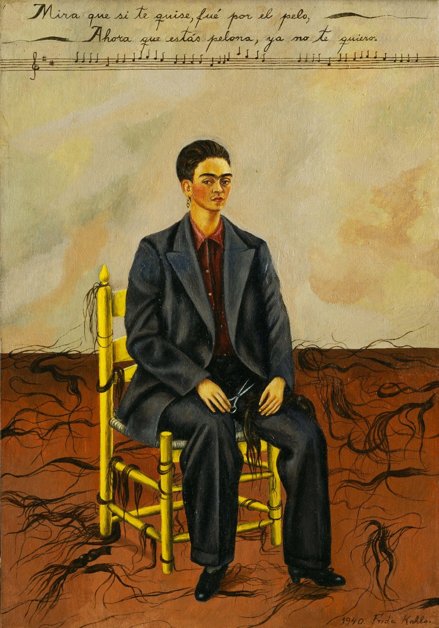 Autoritratto con capelli tagliati da Frida Kahlo