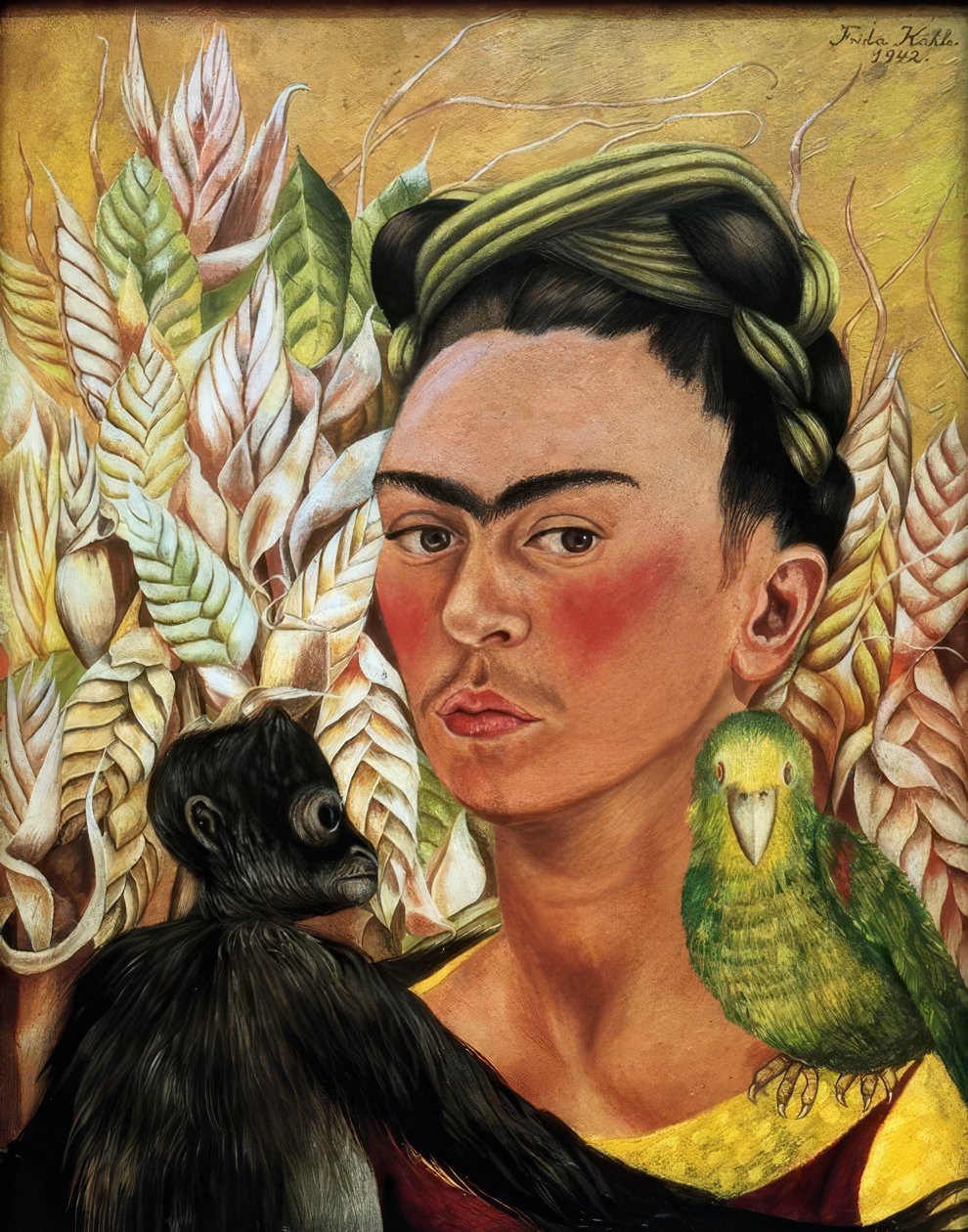 Autoritratto con scimmia e pappagallo da Frida Kahlo