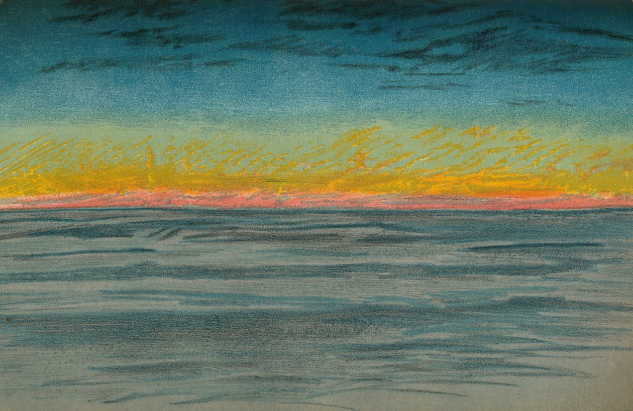 Il giorno polare calante, 22 settembre 1893. Schizzo a pastello da Fridtjof Nansen