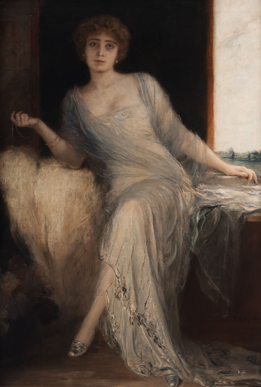 Ritratto di una signora seduta da Friedrich August von Kaulbach