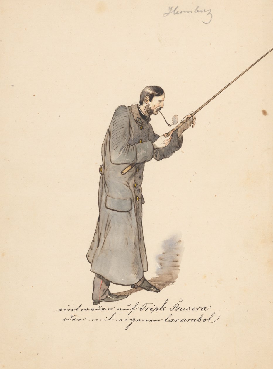 Uomo in un lungo cappotto militare con un bastone da Friedrich Carl von Scheidlin