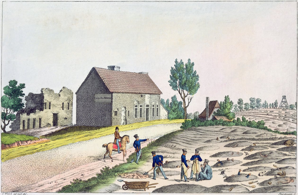 La fattoria di Belle Alliance dopo la battaglia di Waterloo, 18 giugno 1815 da Friedrich Fleischmann