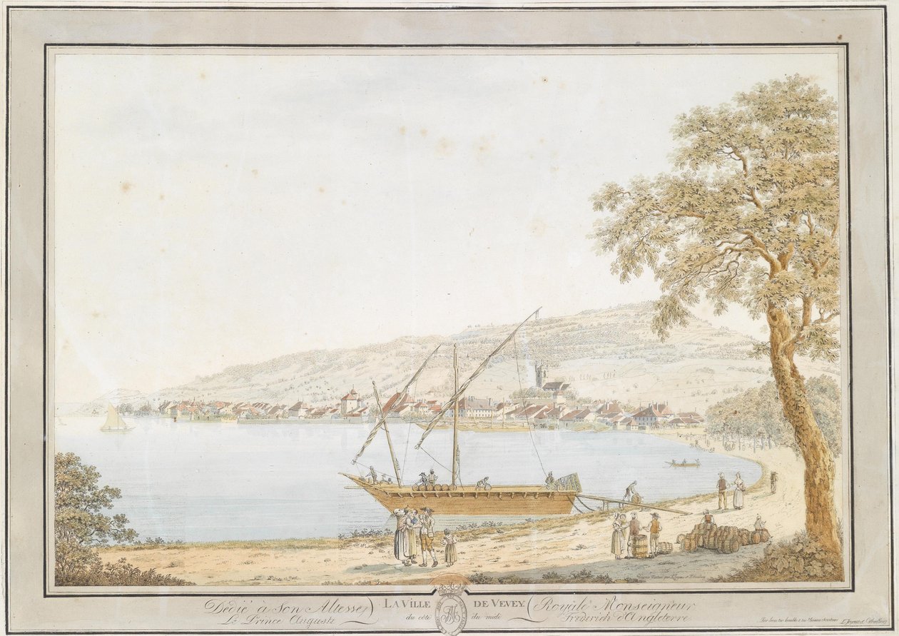 Vista su Vevey sul lago di Ginevra da Friedrich Georg Wexelberg