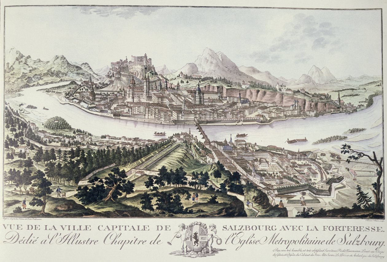 Veduta della città capitale e della fortezza di Salisburgo, dedicata all