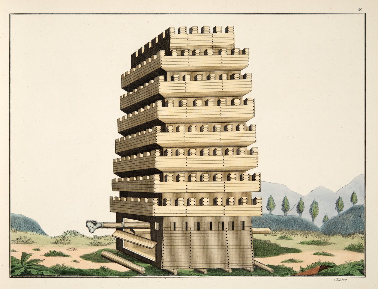 Torre mobile con gallerie esterne e un ariete aggiuntivo, tavola da 