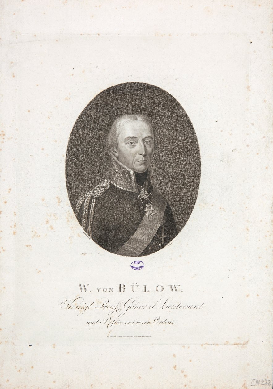 Friedrich Wilhelm Bülow von Dennewitz, c.1814 da Friedrich Wilhelm Bollinger