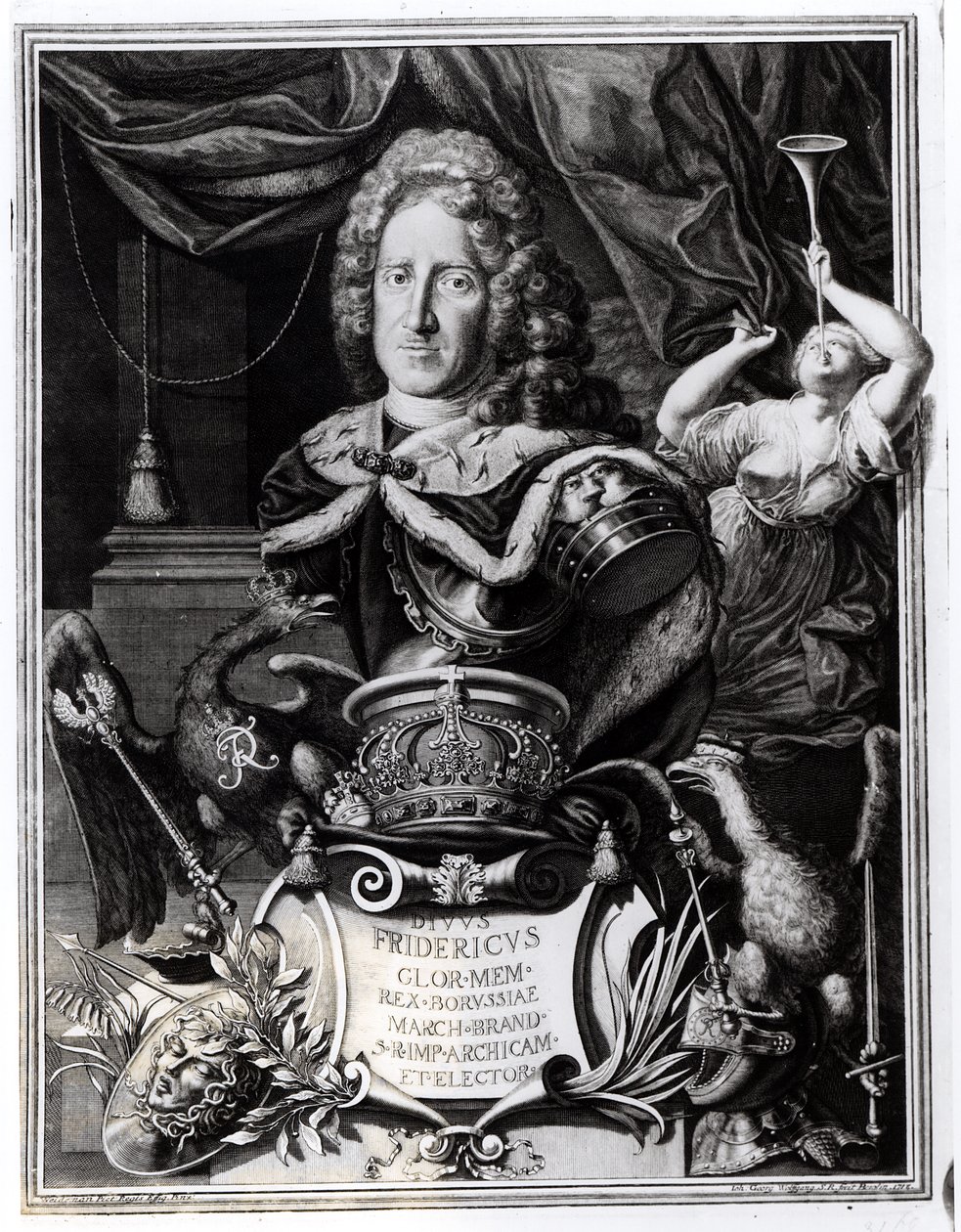 Ritratto di Federico Guglielmo I (1688-1740), Re di Prussia, inciso da Georg Andreas Wolfgang (1703-45), 1718 da Friedrich Wilhelm Weidemann