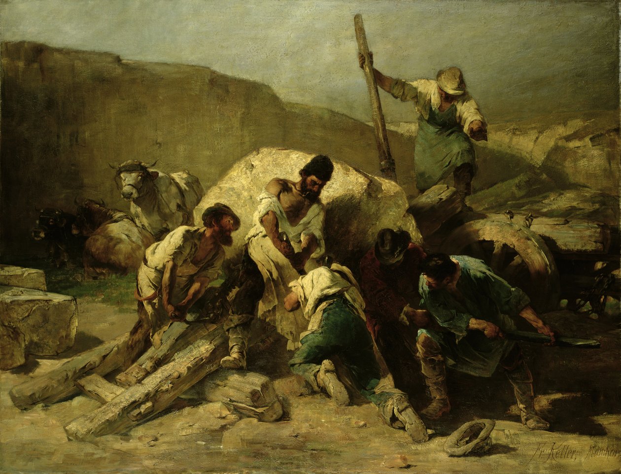 Trasporto di blocchi di pietra da Friedrich von Keller