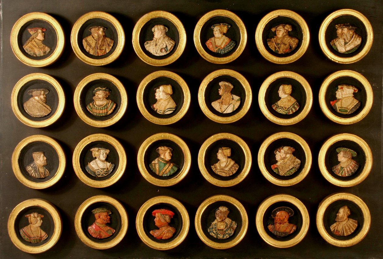 Collezione di ventiquattro disegnatori come medaglioni di ritratti da Friedrich (after) Hagenauer