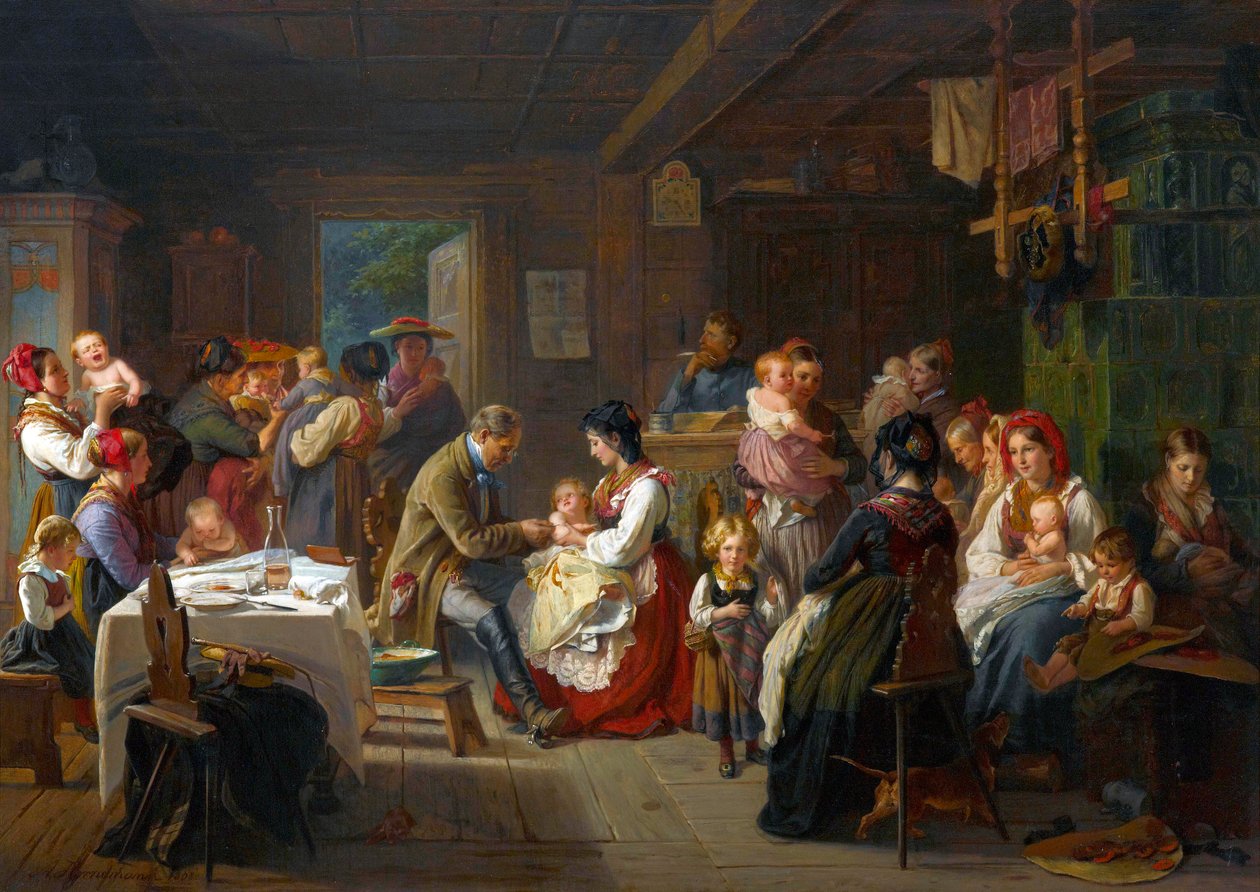 Vaccinazione contro il vaiolo in campagna da Friedrich Adolph Hornemann