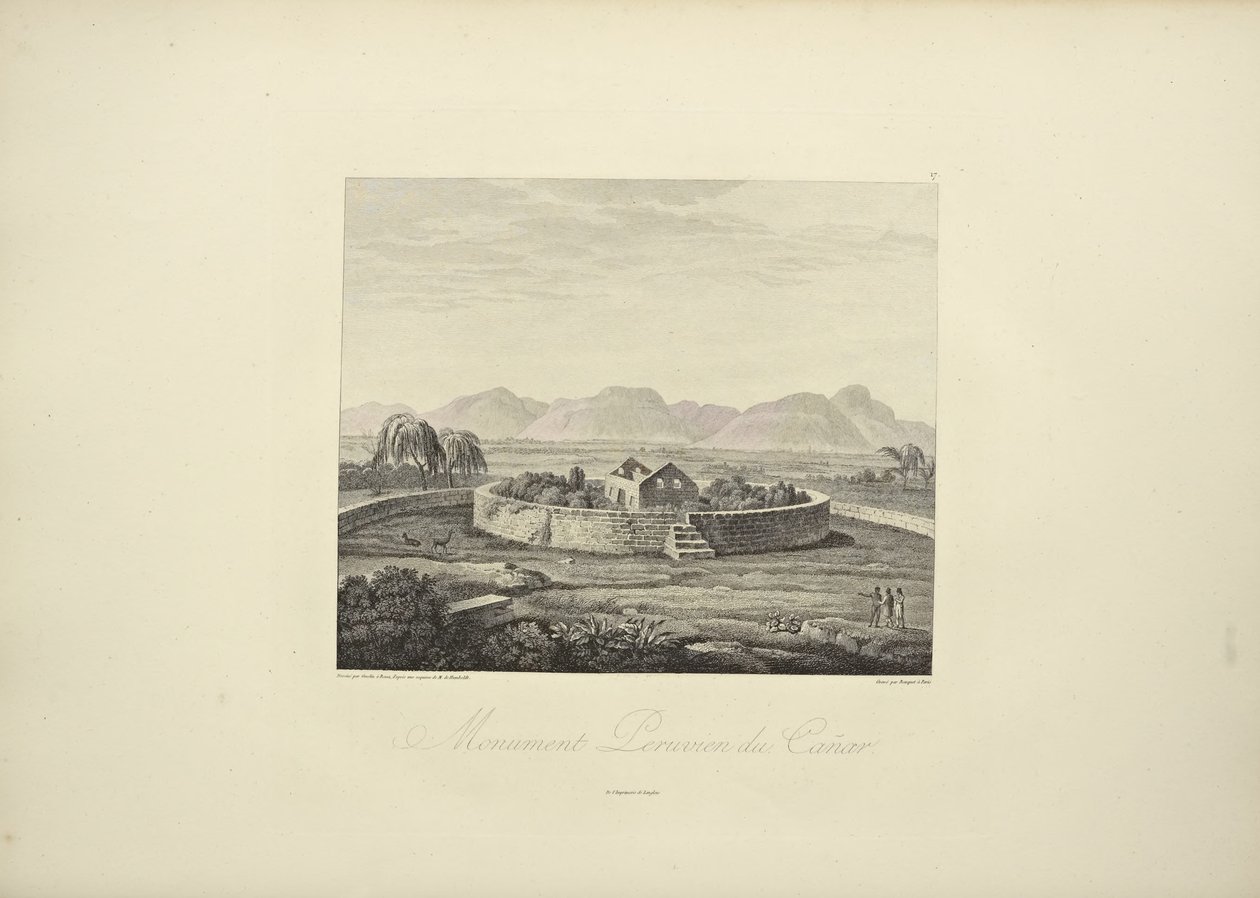 Monumento peruviano di Canar, disegnato da Gmelin, inciso da Bouquet, illustrazione da 