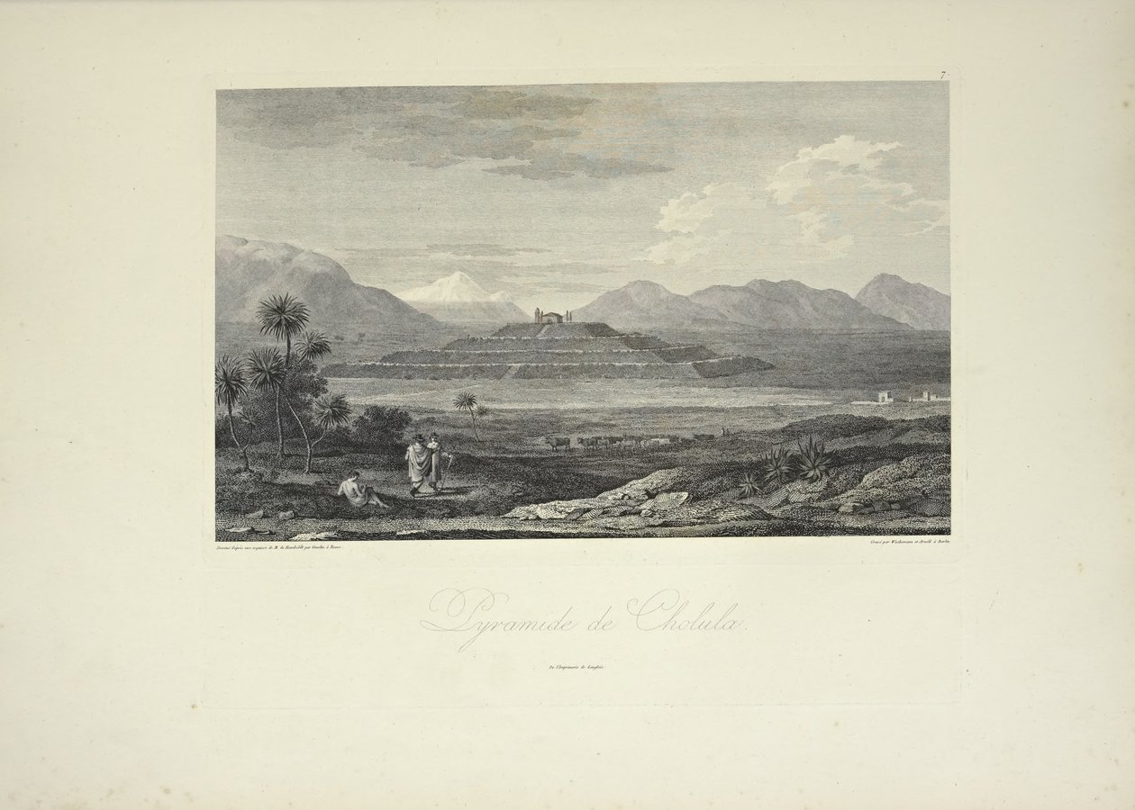 Piramide di Cholula, disegnata da Gmelin, illustrazione da 