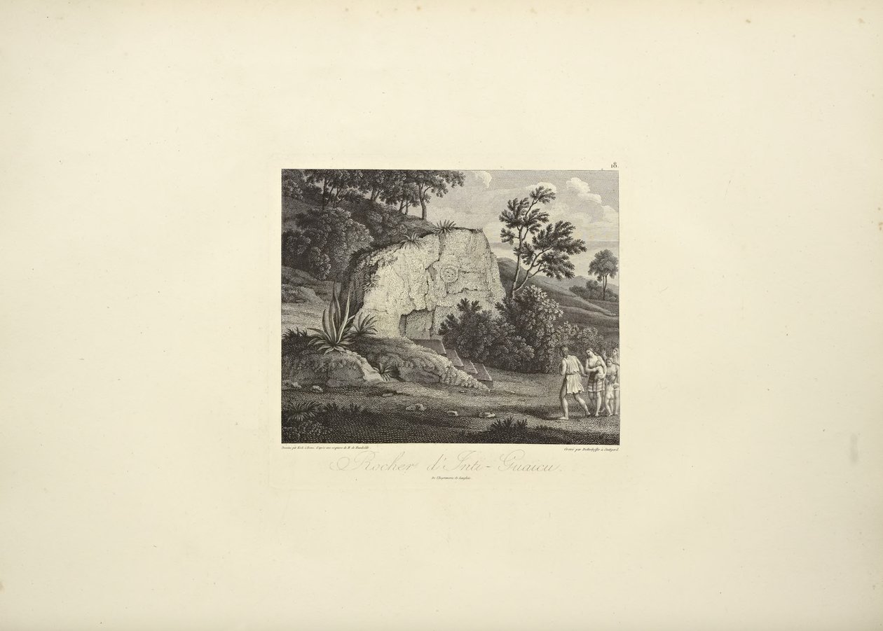 Roccia di Inti-Guaicu, disegnata da Koch, incisa da Dutterhoffer, illustrazione da 