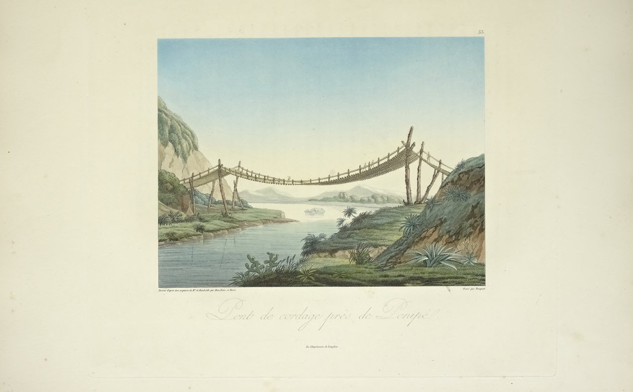 Ponte di corde vicino a Penipe, illustrazione da 