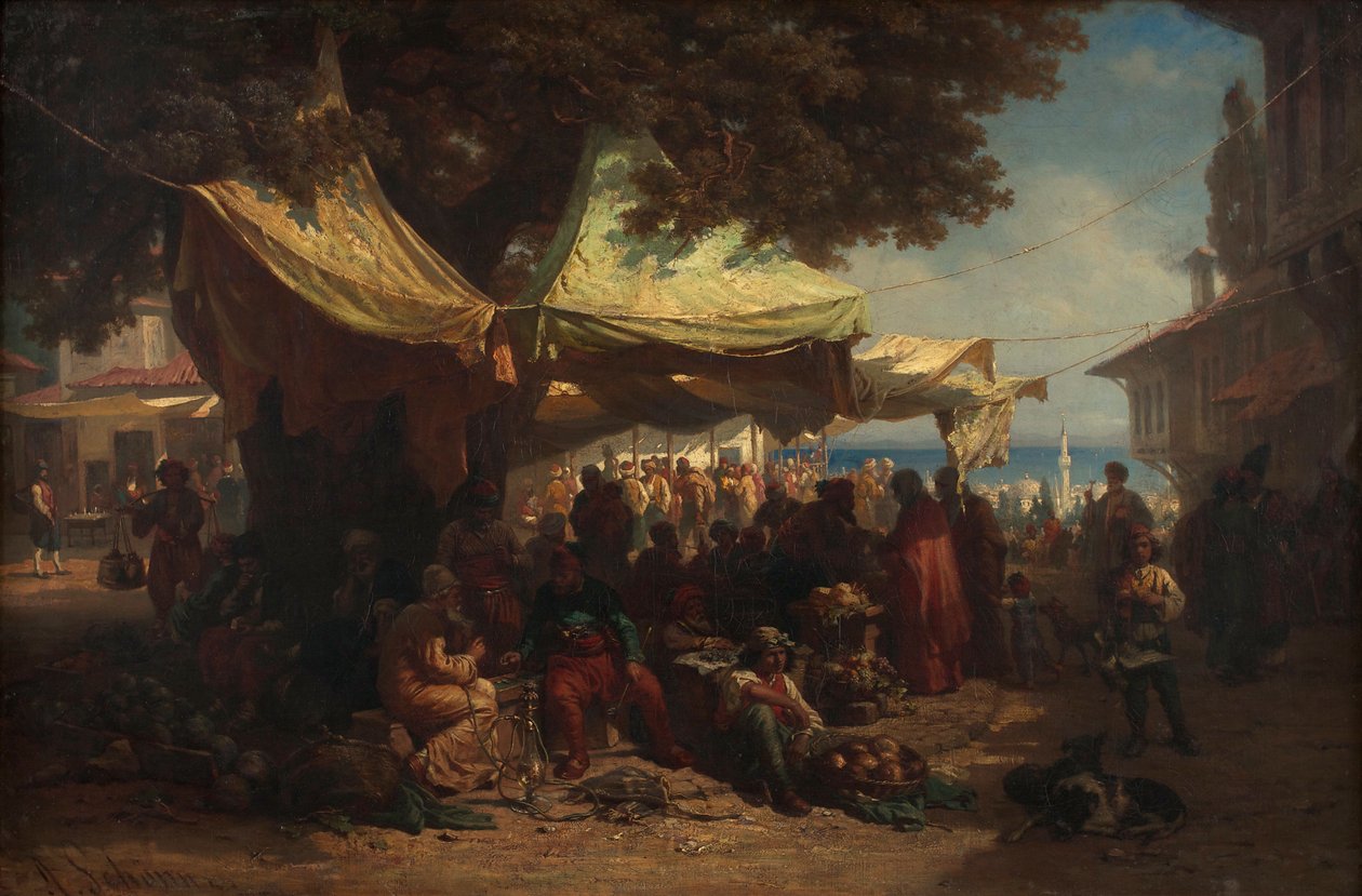 Mercato di Costantinopoli da Friedrich Alois Schönn