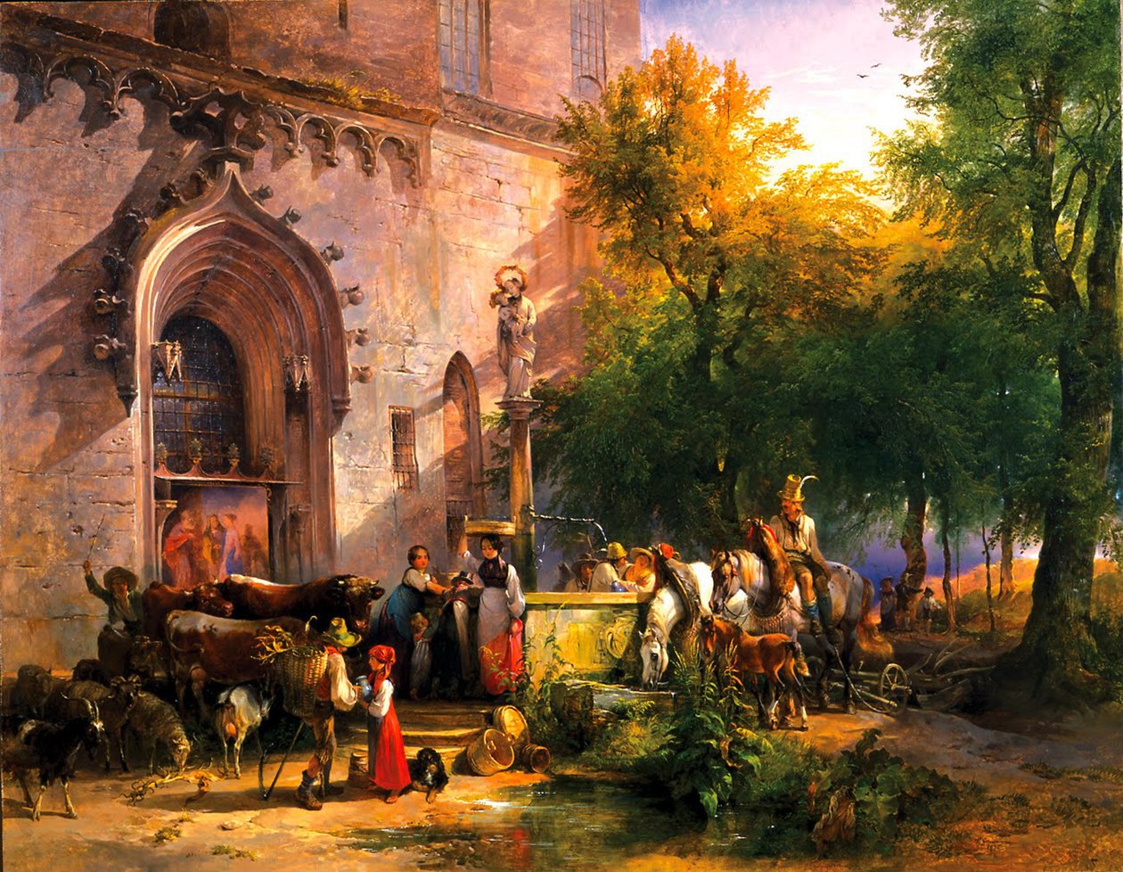 Alla fontana del monastero, 1836 da Friedrich August Matthias Gauermann