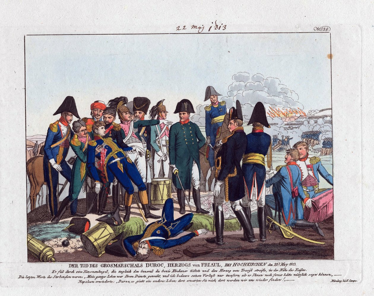 La morte del maresciallo Duroc a Hochkirchen il 22 maggio 1813 da Friedrich Campe