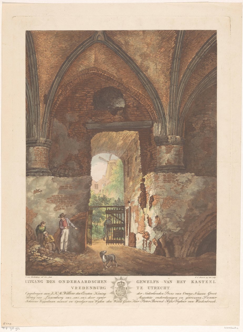 Veduta dalla volta sotterranea del castello di Vredenburg a Utrecht da Friedrich Christoph Dietrich