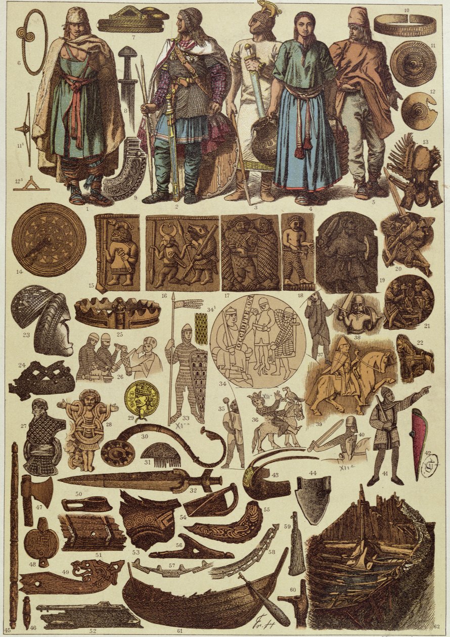 Costumi e oggetti scandinavi fino al 1200, fine XIX secolo da Friedrich Hottenroth