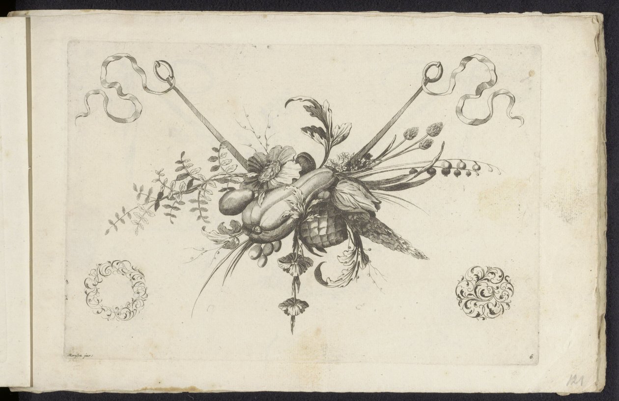Festone con fiori, foglie e frutti da Friedrich Jacob Morisson