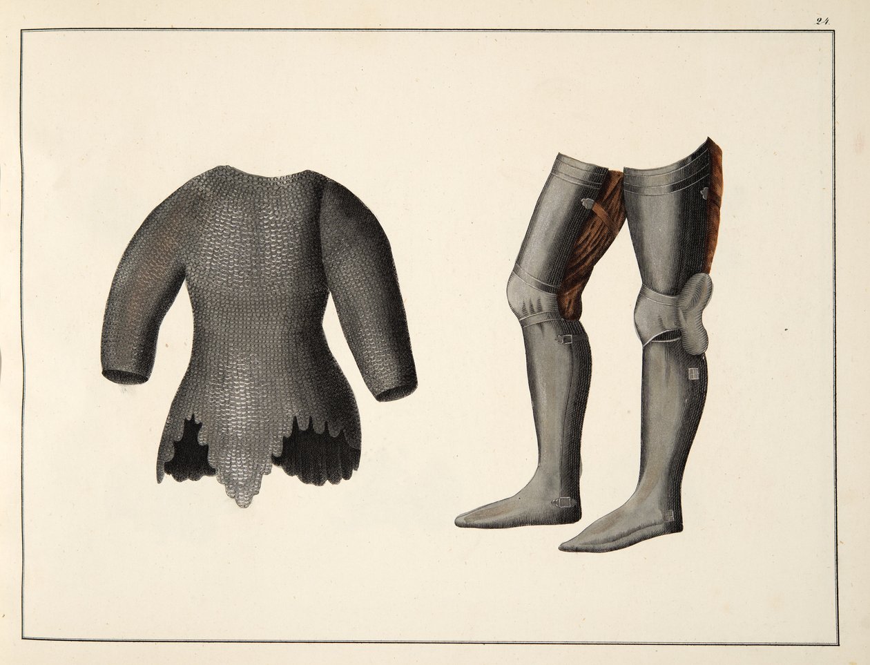 Armatura, tavola da Una storia dello sviluppo e delle usanze della cavalleria, di Dr. Franz Kottenkamp, pubblicato da Carl Hoffmann, 1842 da Friedrich Martin von Reibisch
