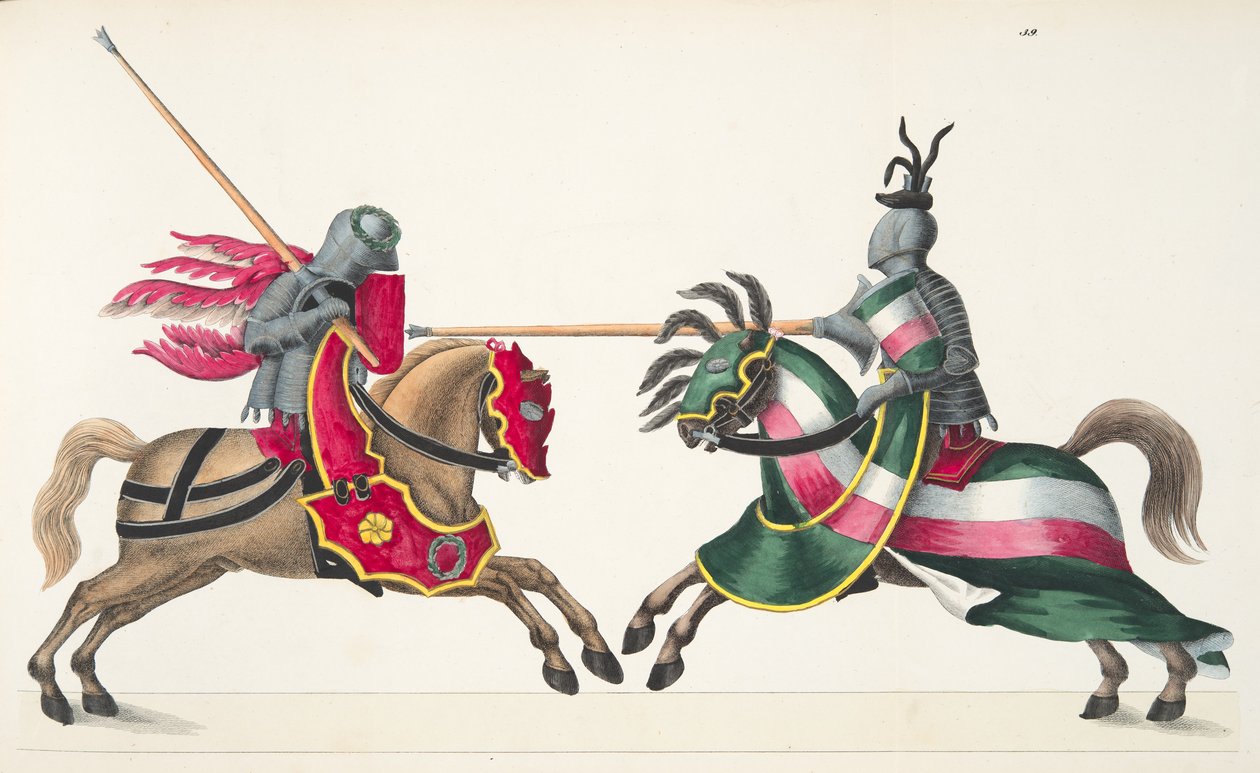 Due cavalieri a un torneo, tavola da 