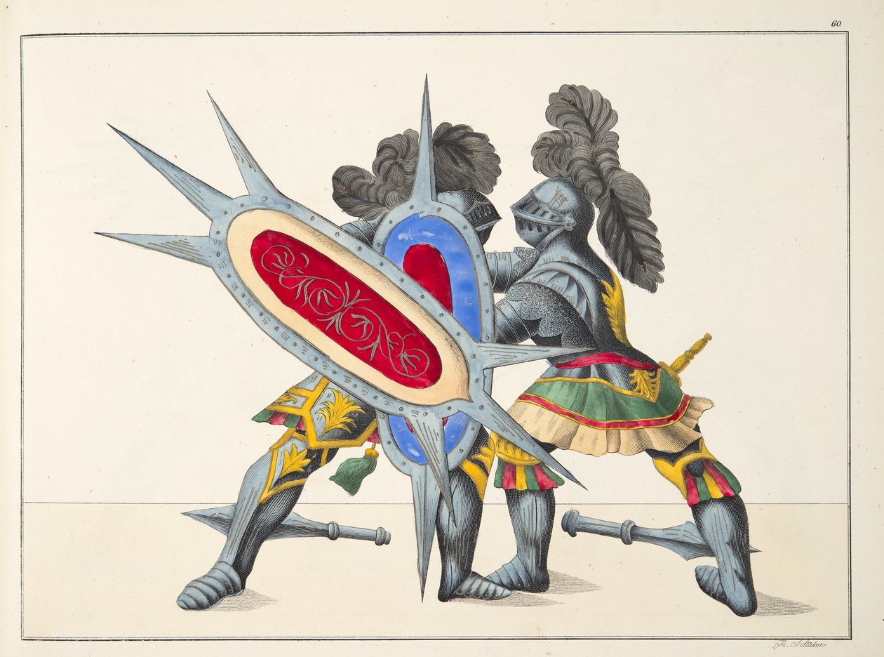 Due cavalieri che combattono, tavola da 