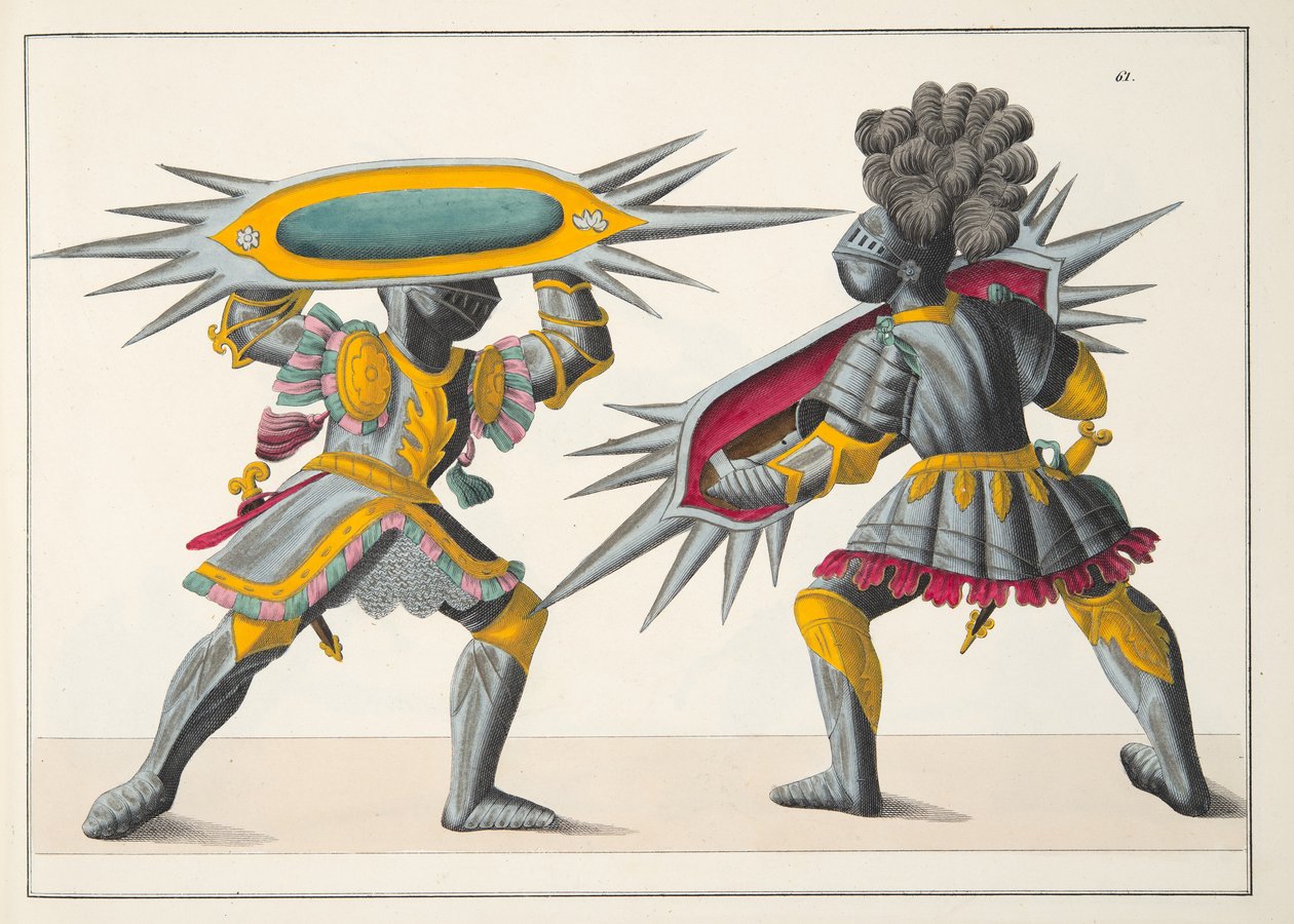 Due cavalieri che combattono, tavola da 