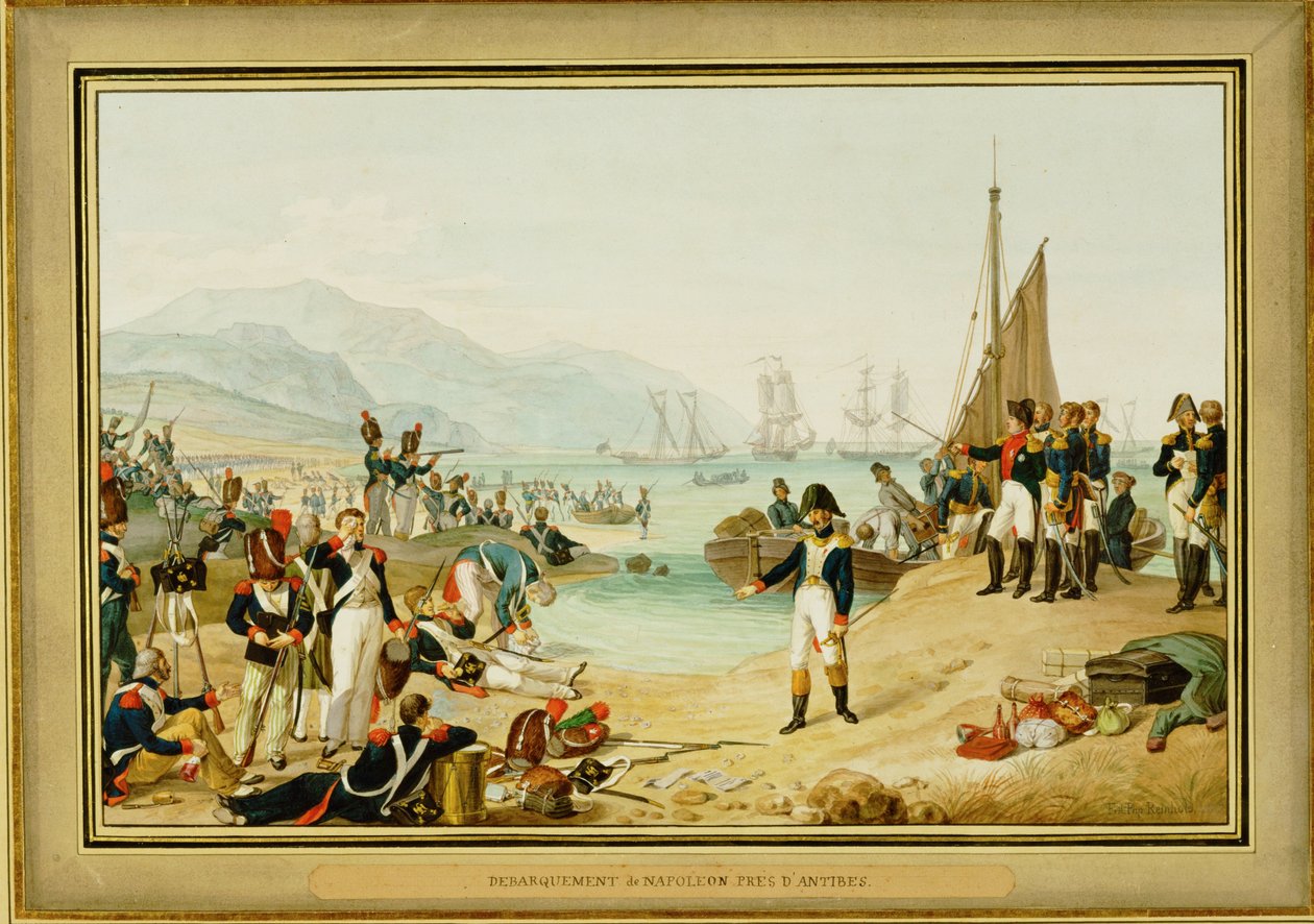 Napoleone I sbarca nei pressi di Antibes, Francia ... (acquerello) da Friedrich Philipp Reinhold