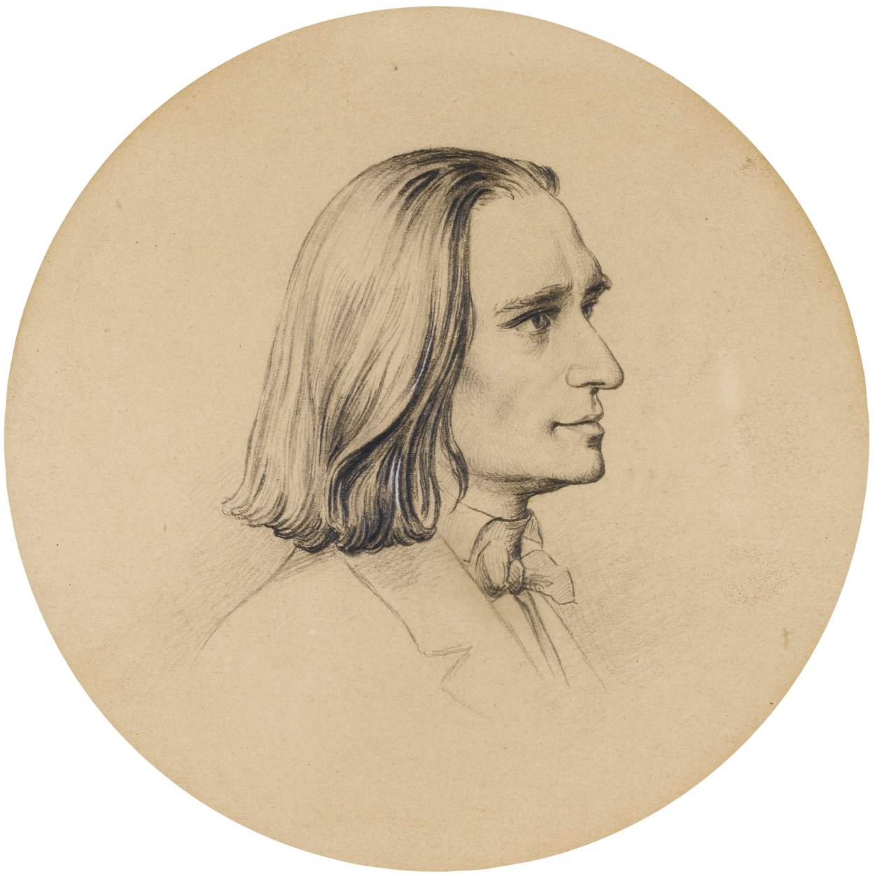 Disegno di ritratto di Franz Liszt da Friedrich Preller the Elder