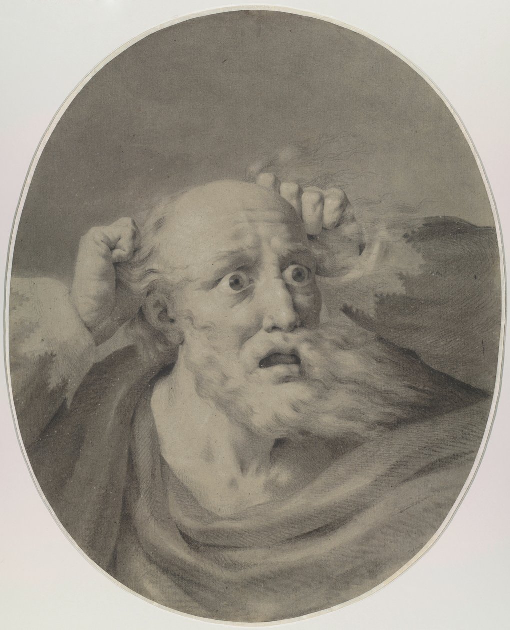 Vecchio con barba, che si arruffa i capelli da Friedrich Rehberg