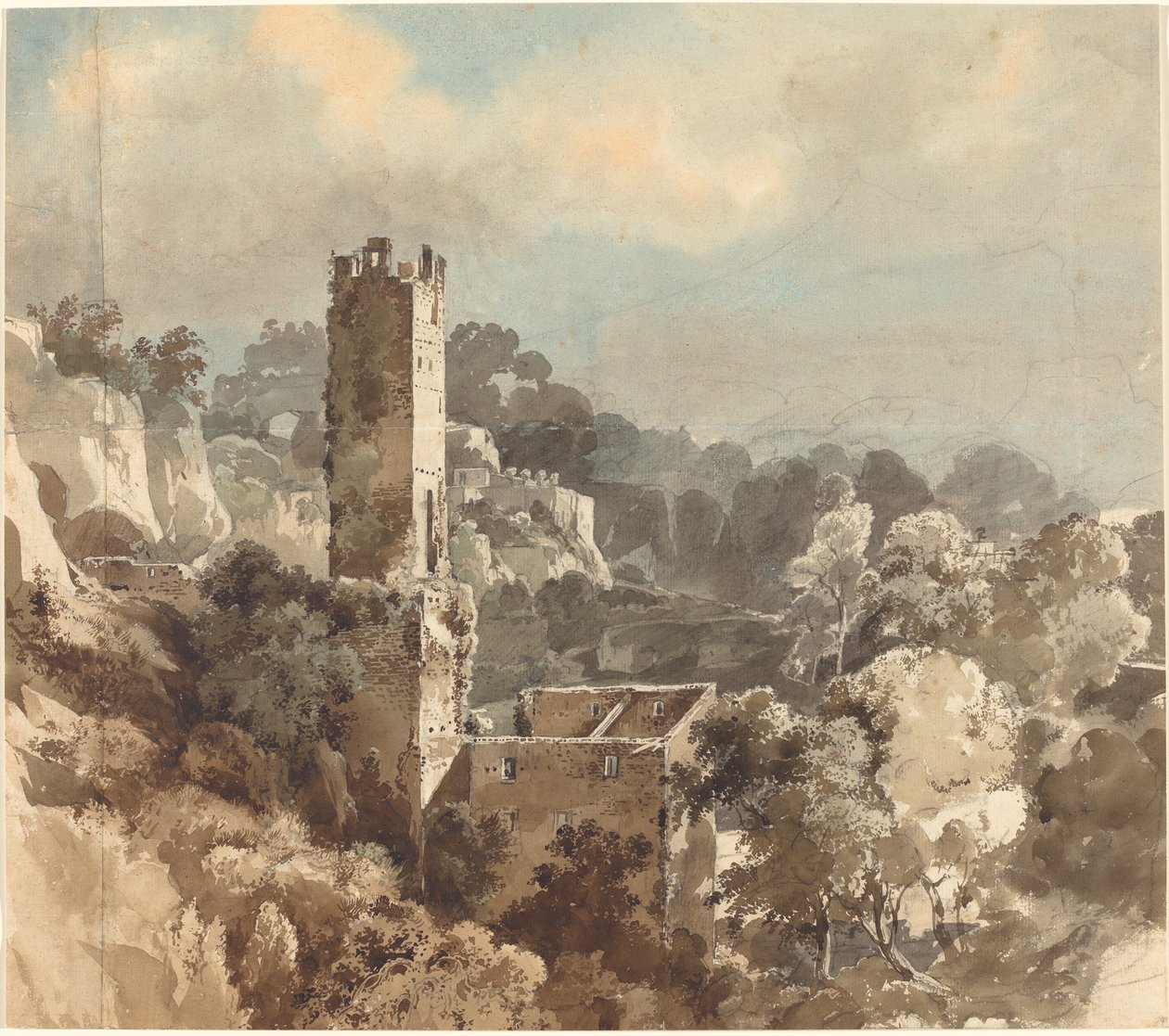 Rovine di una Torre Fortificata tra Colline Boscose da Friedrich Salathé