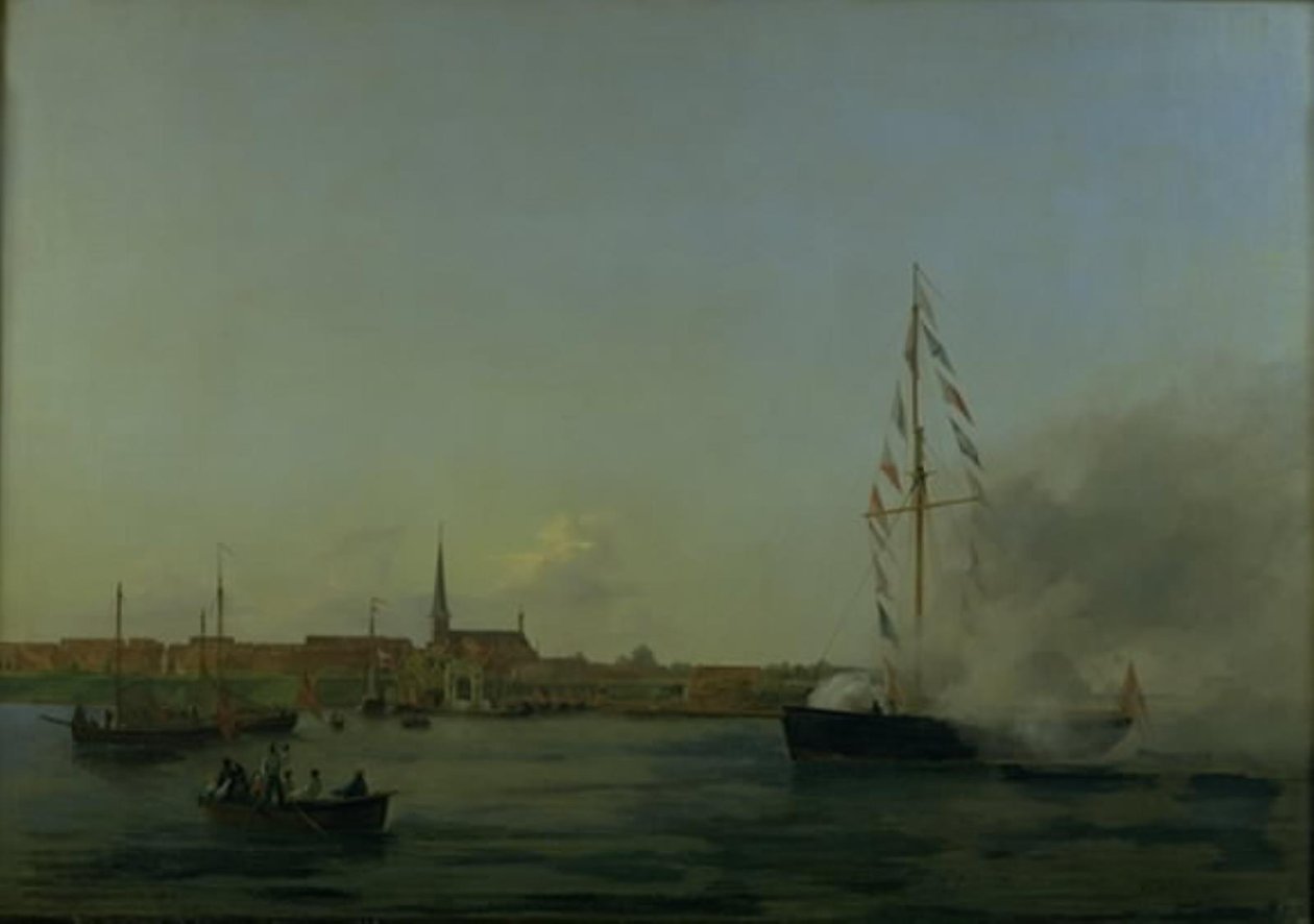 Il porto di Nyborg. In primo piano il cutter "Neptun" da Friedrich Theodore Kloss