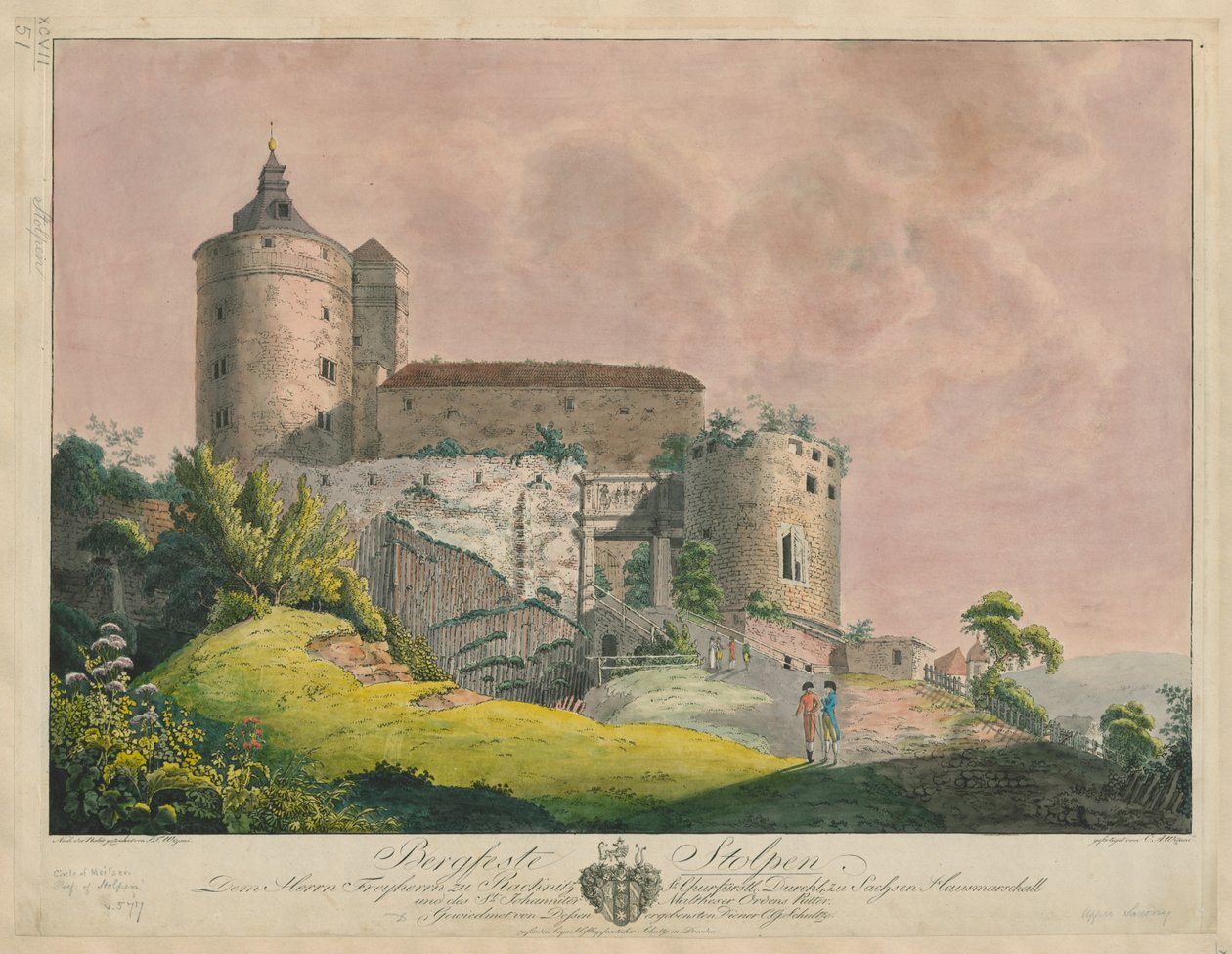 Bergfeste Stolpen, c.1800 da Friedrich or Johann Friedrich Wizani