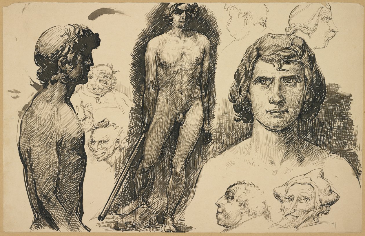 Foglio di Studi di Vita e Caricature, 1892 da Fritz Erler
