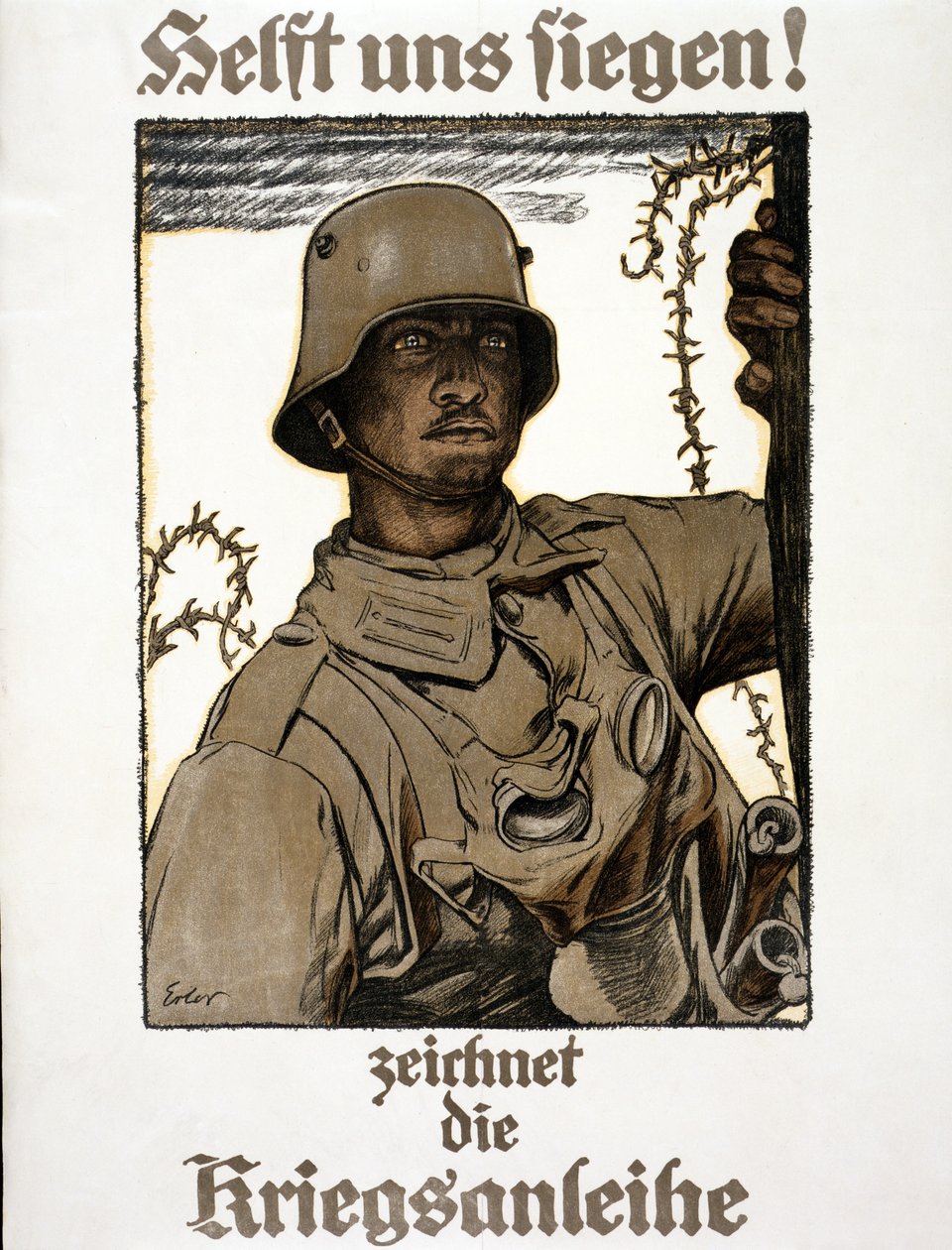 Aiutateci a vincere! Sottoscrivete il prestito di guerra, pub. Monaco, 1917 da Fritz Erler