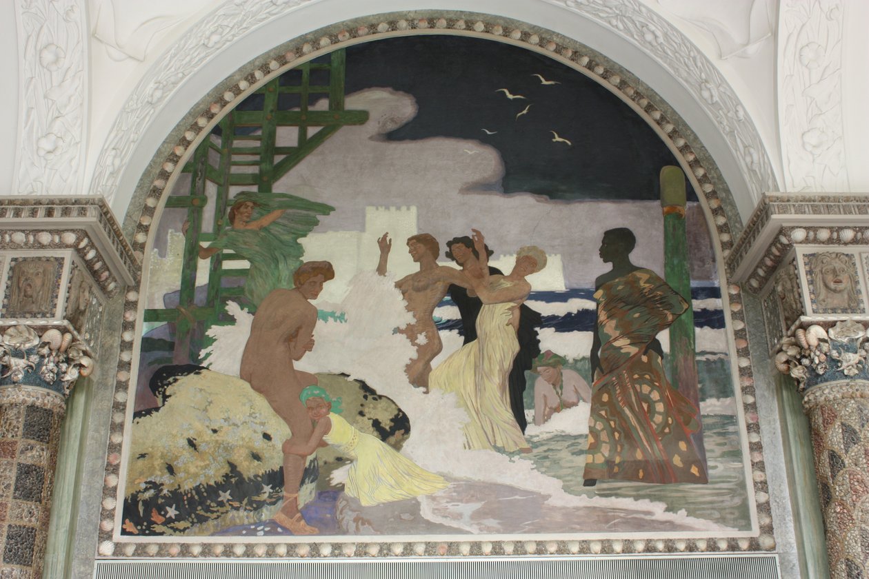 Affresco nella sala delle conchiglie del Kurhaus Wiesbaden da Fritz Erler