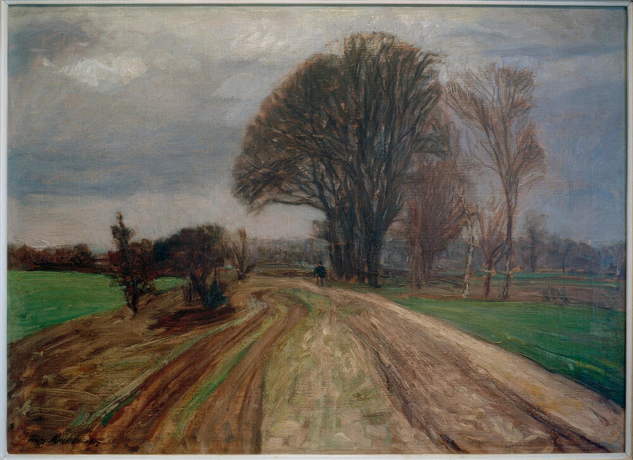 Strada di campagna con ciclista da Fritz Mackensen