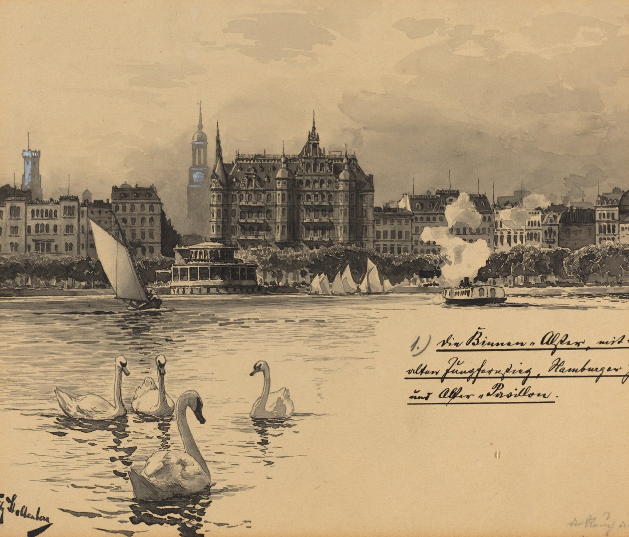 Binnenalster mit Jungfernstieg da Fritz Stoltenberg