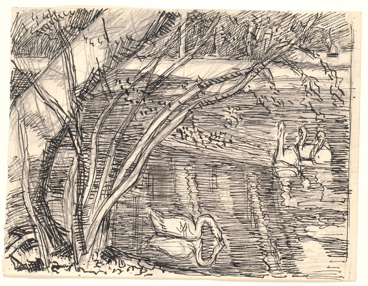 Un lago con quattro cigni da Fritz Syberg